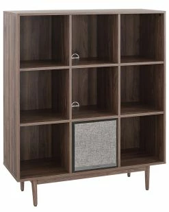 Crosley Liam 9 Cube Record Storage Bookcase With Speaker Home Bookcases & Shelving