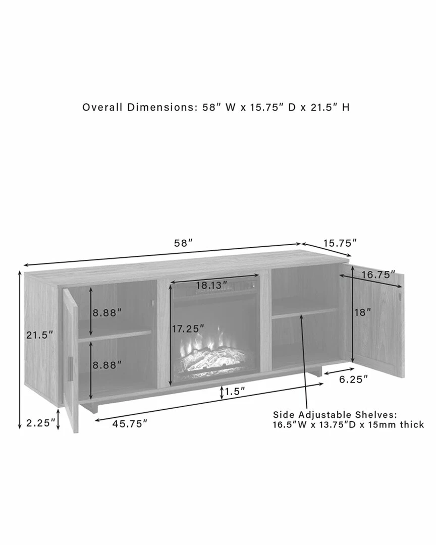 Crosley Furniture Silas 58in Low-Profile TV Stand W/Fireplace Home TV Stands & Consoles - Image 3
