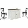 Crosley Furniture Clifton Kitchen Island W/Camille Stools- Kitchen Island & 2 Stools Home Dining Chairs & Stools