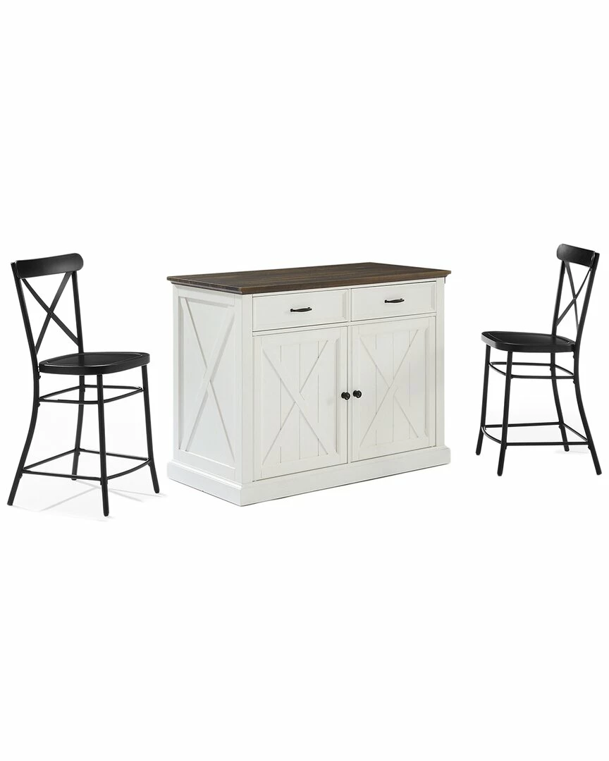 Crosley Furniture Clifton Kitchen Island W/Camille Stools- Kitchen Island & 2 Stools Home Dining Chairs & Stools