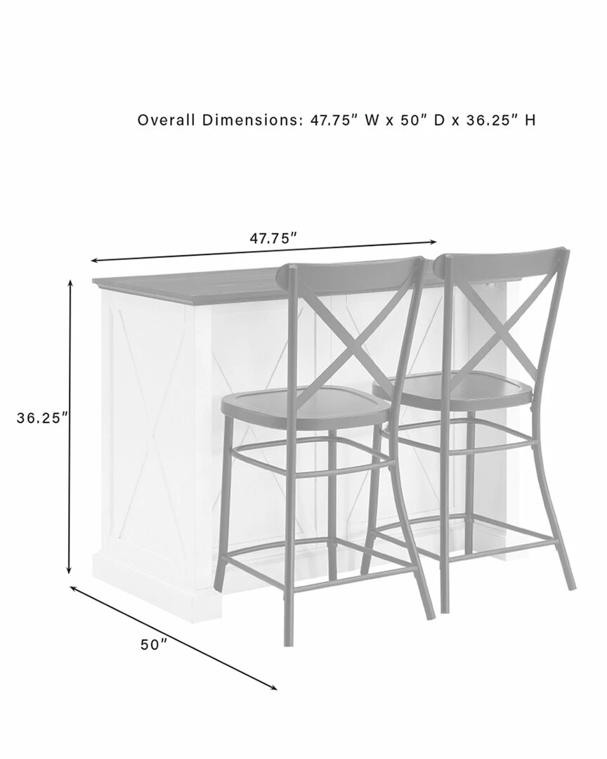 Crosley Furniture Clifton Kitchen Island W/Camille Stools- Kitchen Island & 2 Stools Home Dining Chairs & Stools - Image 3