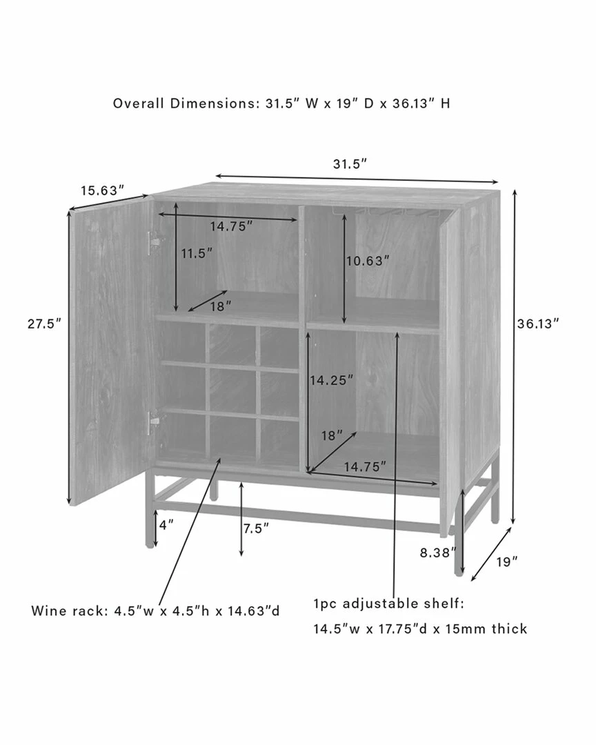 Crosley Furniture Jacobsen Bar Cabinet Home Bar Carts & Accessories - Image 3