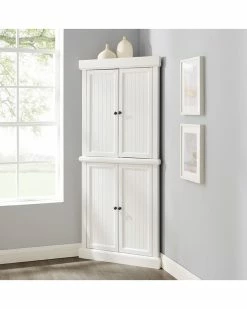Crosley Furniture Shoreline Tall Corner Pantry- 2 Stackable Pantries Home Bookcases & Shelving