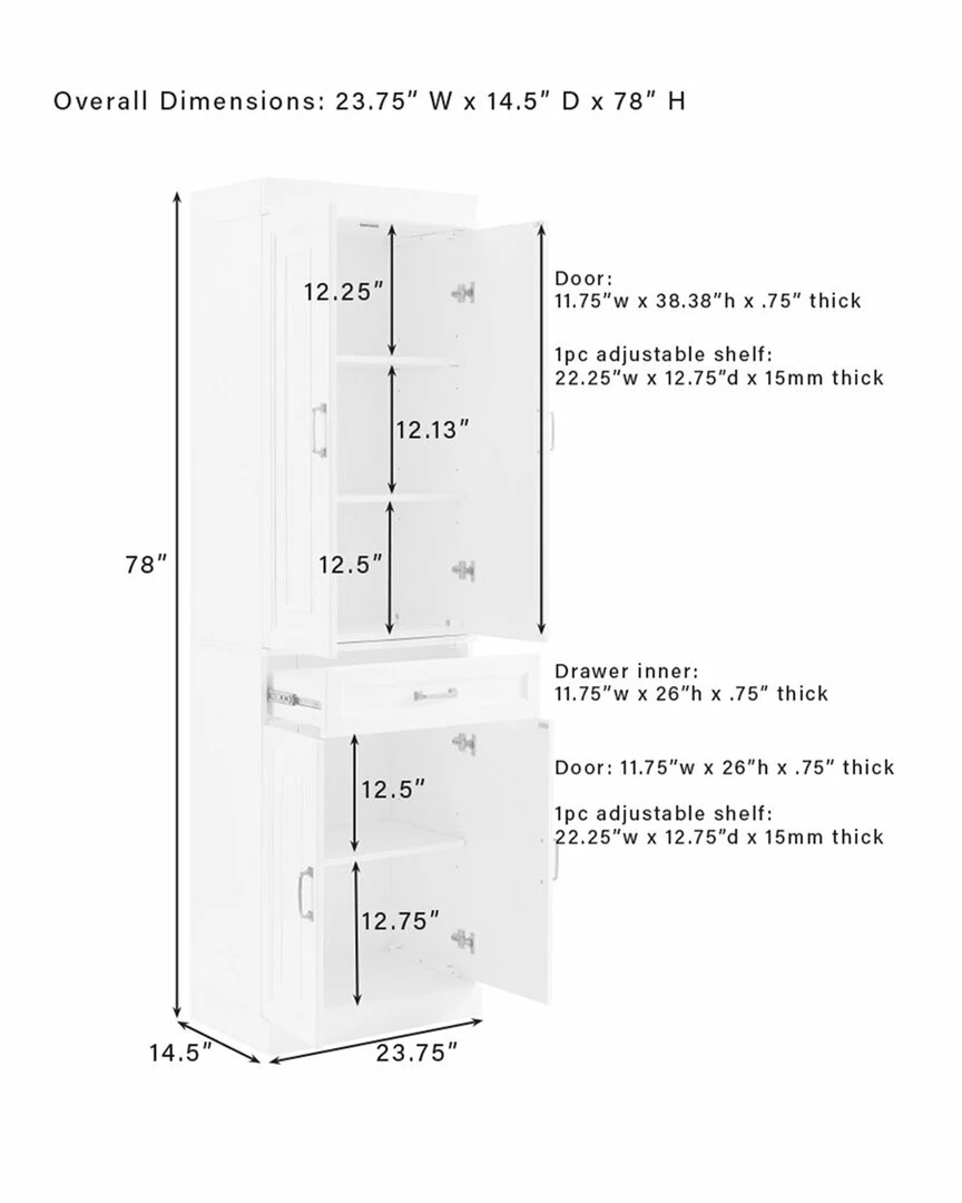 Crosley Furniture Stanton 2Pc Pantry Set - 2 Pantries Home Bookcases & Shelving - Image 4