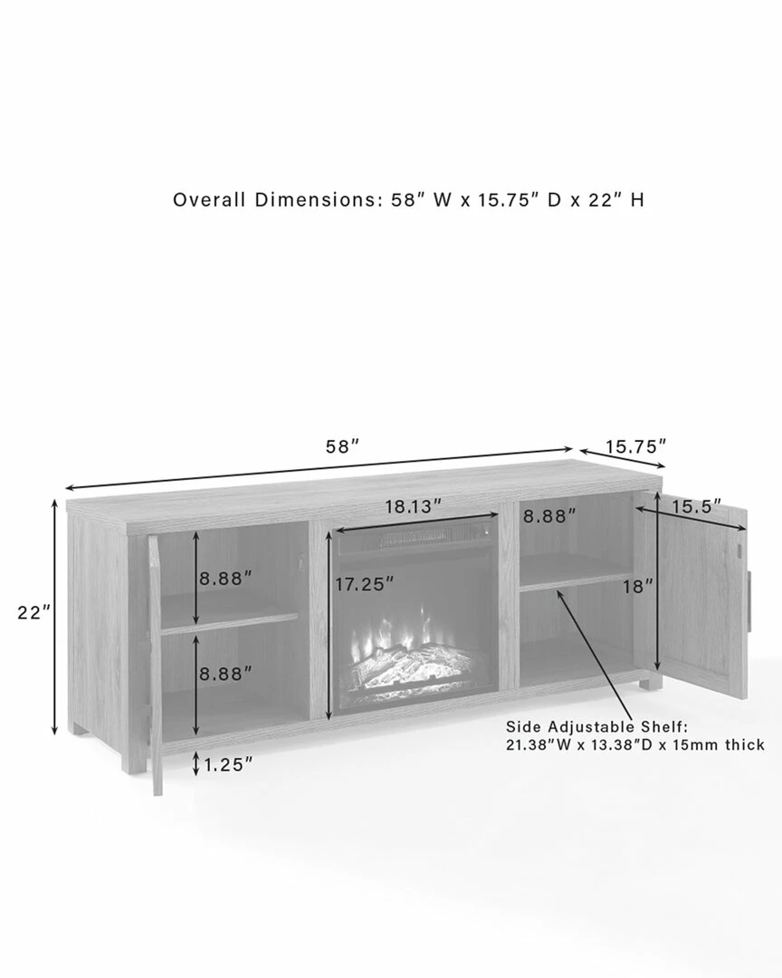 Crosley Furniture Gordon 58in Low-Profile TV Stand W/Fireplace Home TV Stands & Consoles - Image 3