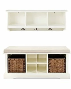 Crosley Brennan 2pc Entryway Bench & Shelf Set Home Bookcases & Shelving