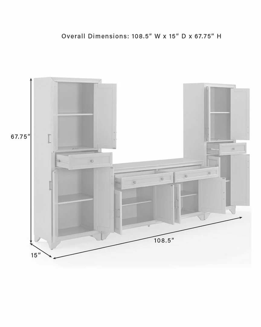 Crosley Furniture Tara 3Pc Sideboard And Pantry Set Home TV Stands & Consoles - Image 3