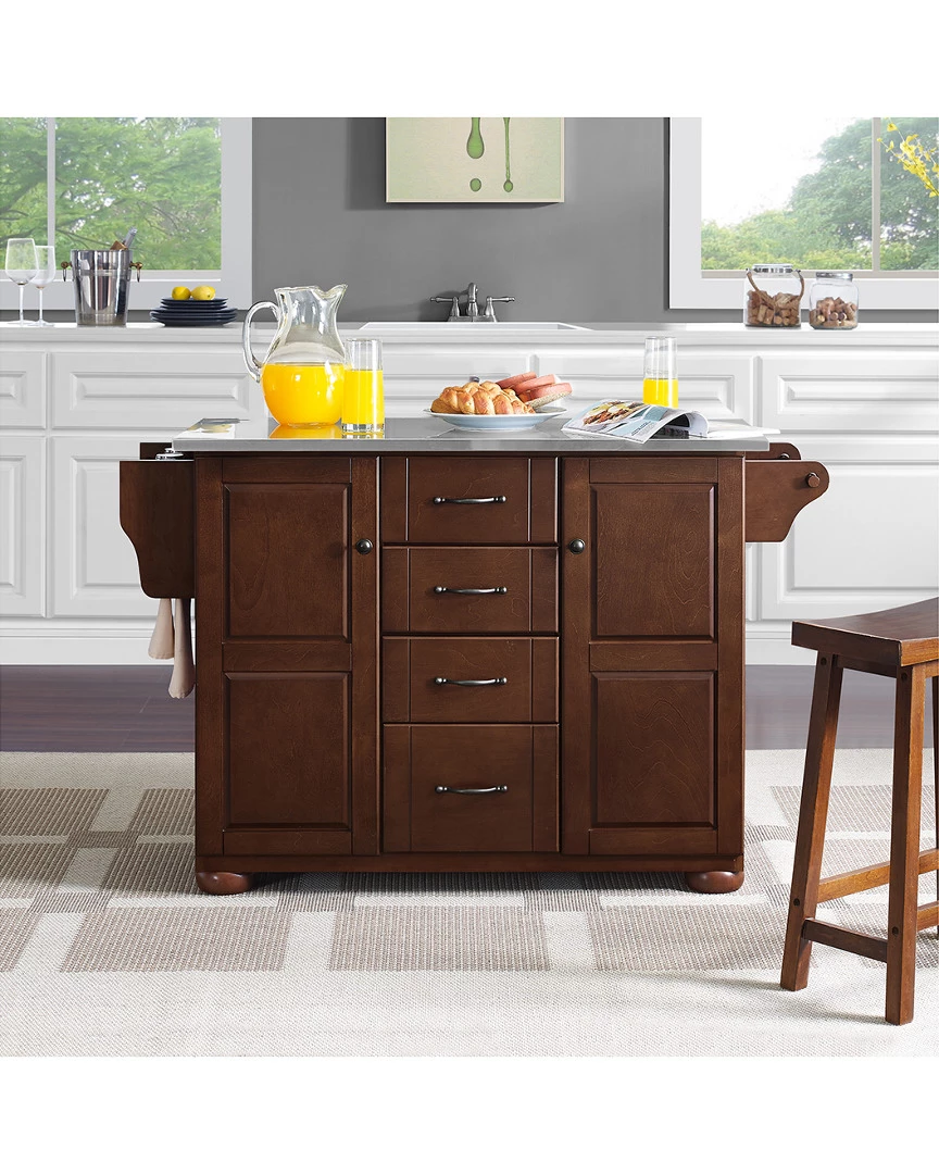 Crosley Eleanor Stainless Steel Top Kitchen Island Home Sideboards & Credenzas - Image 4