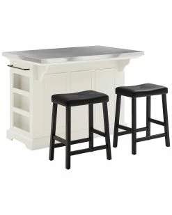 Crosley Julia Island W/Uph Saddle Stools Home Sideboards & Credenzas