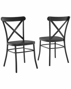 Crosley Camille 2pc Metal Chair Set Home Dining Chairs & Stools