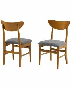 Crosley Landon 2pc Wood Dining Chairs With Upholstered Seat Home Dining Chairs & Stools