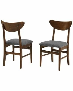 Crosley Landon 2pc Wood Dining Chairs W/Upholstered Seat Home Dining Chairs & Stools
