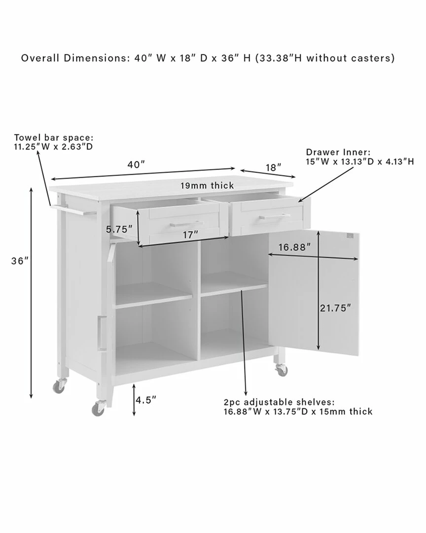 Crosley Tristan Kitchen Island/Cart Home Sideboards & Credenzas - Image 4