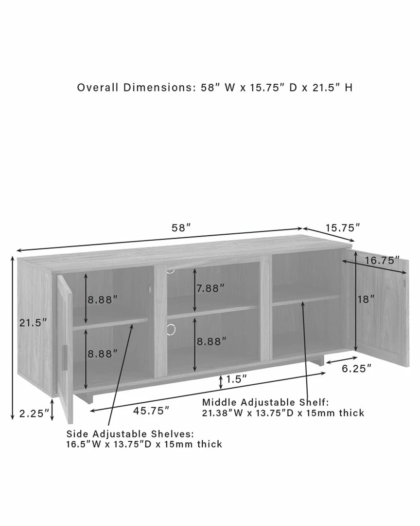 Crosley Furniture Silas 58in Low-Profile TV Stand Home TV Stands & Consoles - Image 3
