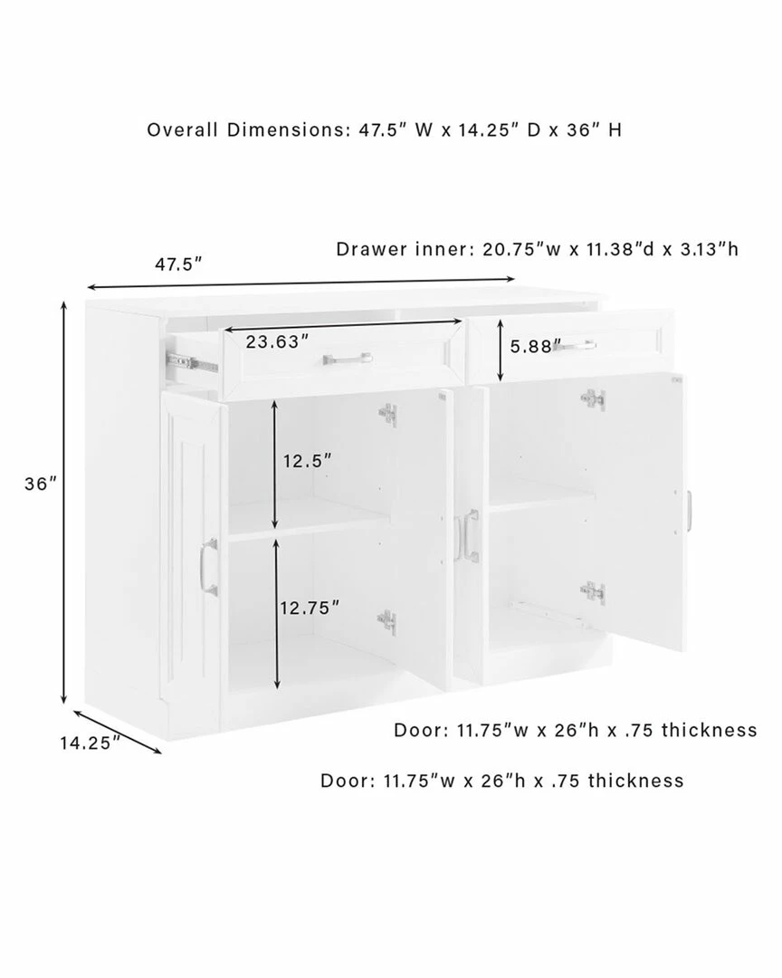 Crosley Furniture Stanton 3Pc Sideboard And Pantry Set Home TV Stands & Consoles - Image 4
