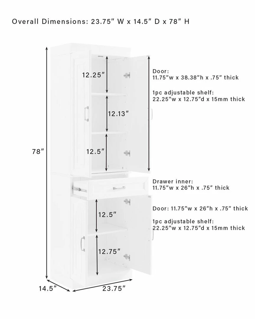 Crosley Furniture Stanton 3Pc Sideboard And Pantry Set Home TV Stands & Consoles - Image 5