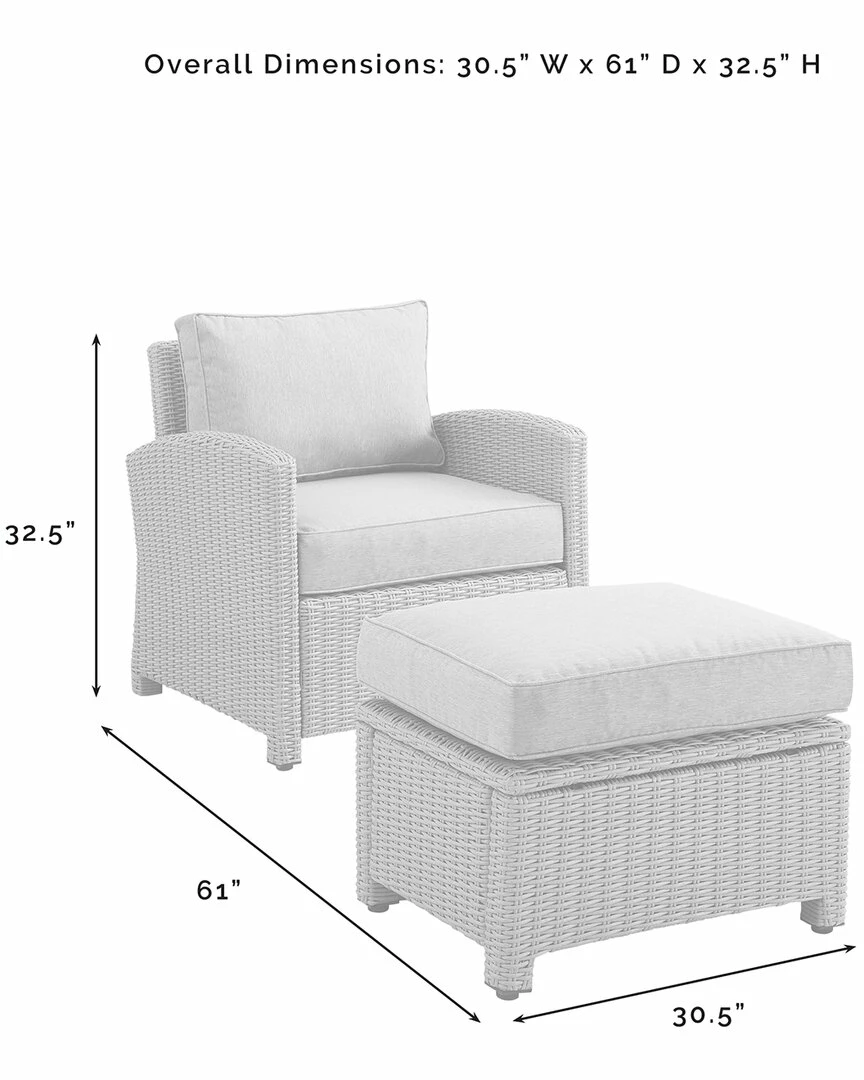 Crosley Bradenton 2Pc Outdoor Wicker Chair Set Home Seating - Image 4