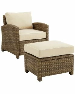Crosley Bradenton 2Pc Outdoor Wicker Chair Set Home Seating