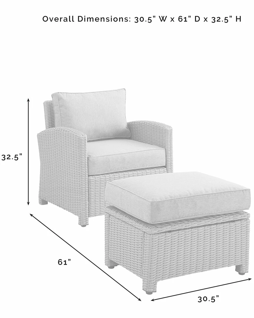 Crosley Bradenton 2Pc Outdoor Wicker Chair Set Home Seating - Image 4