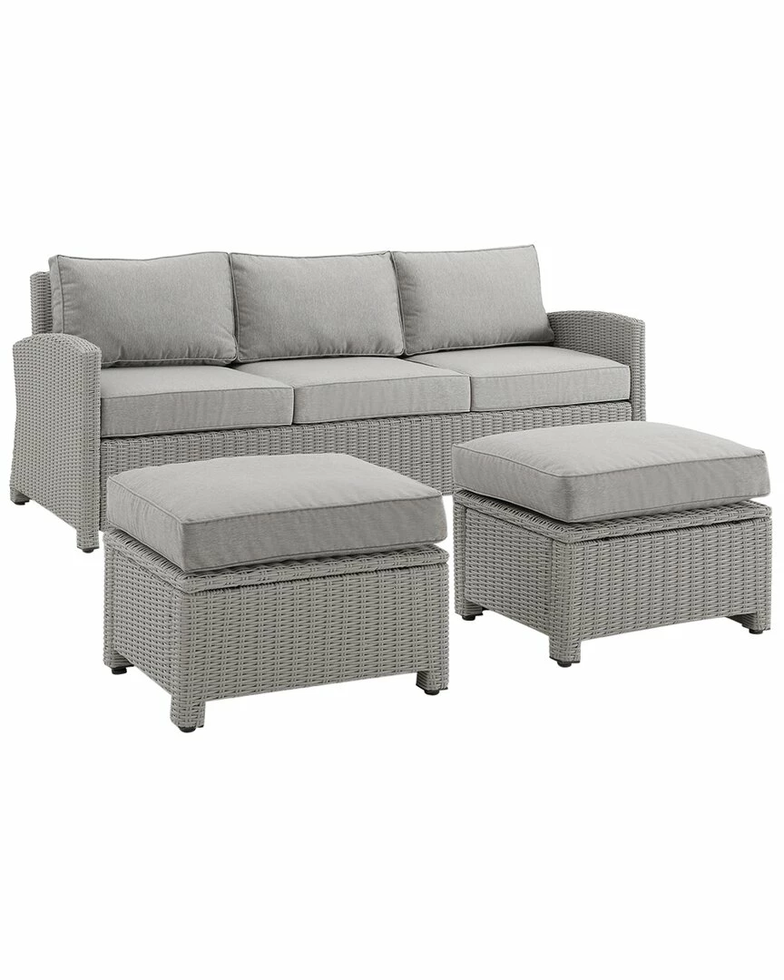 Crosley Bradenton 3Pc Outdoor Wicker Sofa Set Home Seating