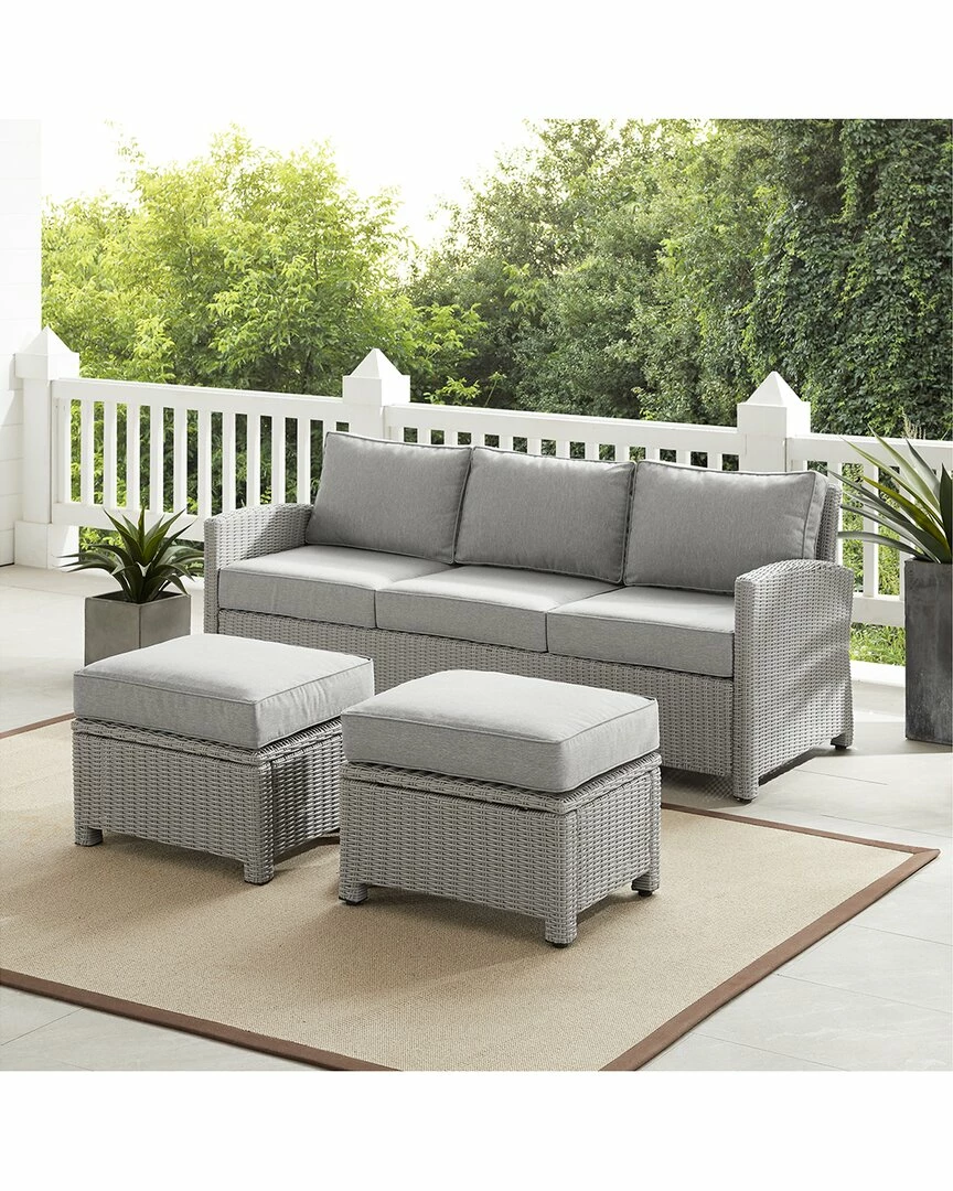 Crosley Bradenton 3Pc Outdoor Wicker Sofa Set Home Seating - Image 6