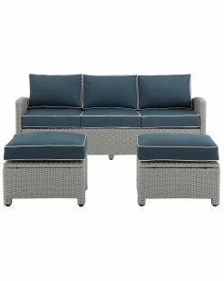 Crosley Bradenton 3Pc Outdoor Wicker Sofa Set Home Seating