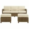 Crosley Bradenton 3Pc Outdoor Wicker Sofa Set Home Seating