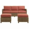 Crosley Bradenton 3Pc Outdoor Wicker Sofa Set Home Seating