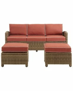 Crosley Bradenton 3Pc Outdoor Wicker Sofa Set Home Seating