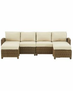 Crosley Bradenton 4Pc Outdoor Wicker Sectional Set Home Seating