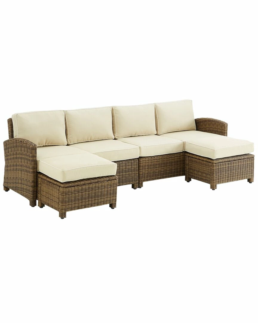 Crosley Bradenton 4Pc Outdoor Wicker Sectional Set Home Seating - Image 2