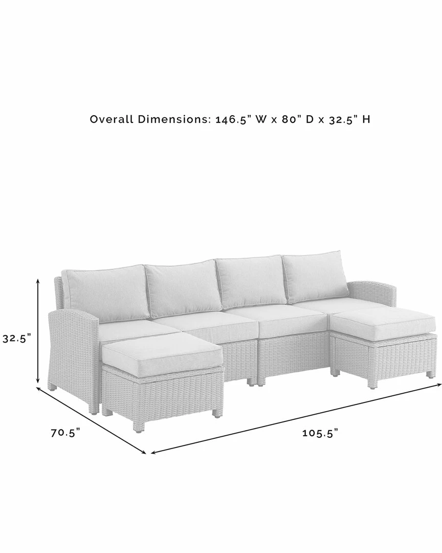 Crosley Bradenton 4Pc Outdoor Wicker Sectional Set Home Seating - Image 4