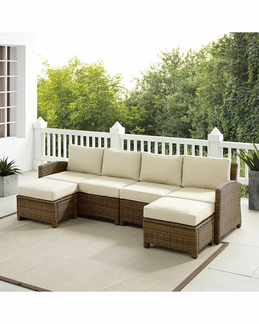 Crosley Bradenton 4Pc Outdoor Wicker Sectional Set Home Seating - Image 7