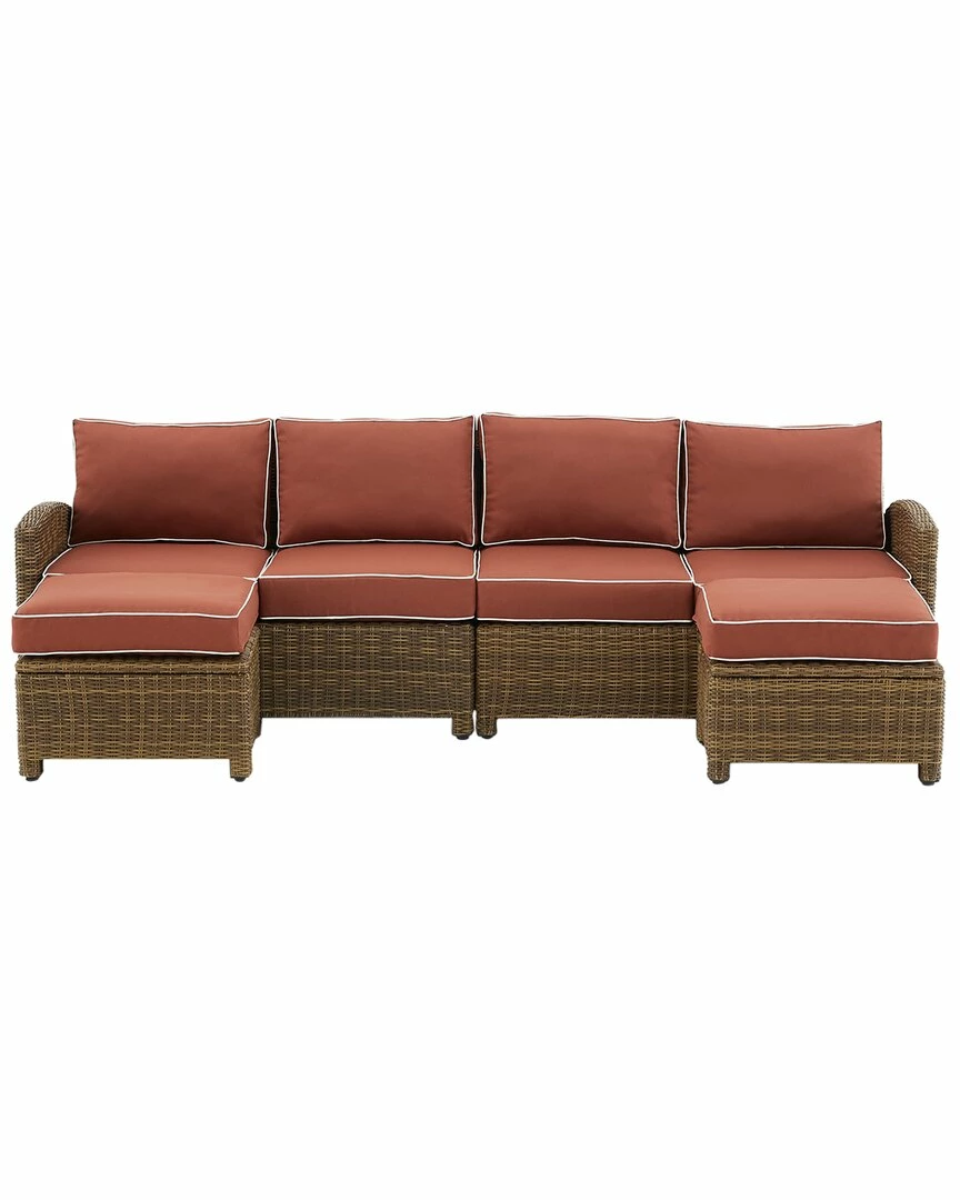Crosley Bradenton 4Pc Outdoor Wicker Sectional Set Home Seating