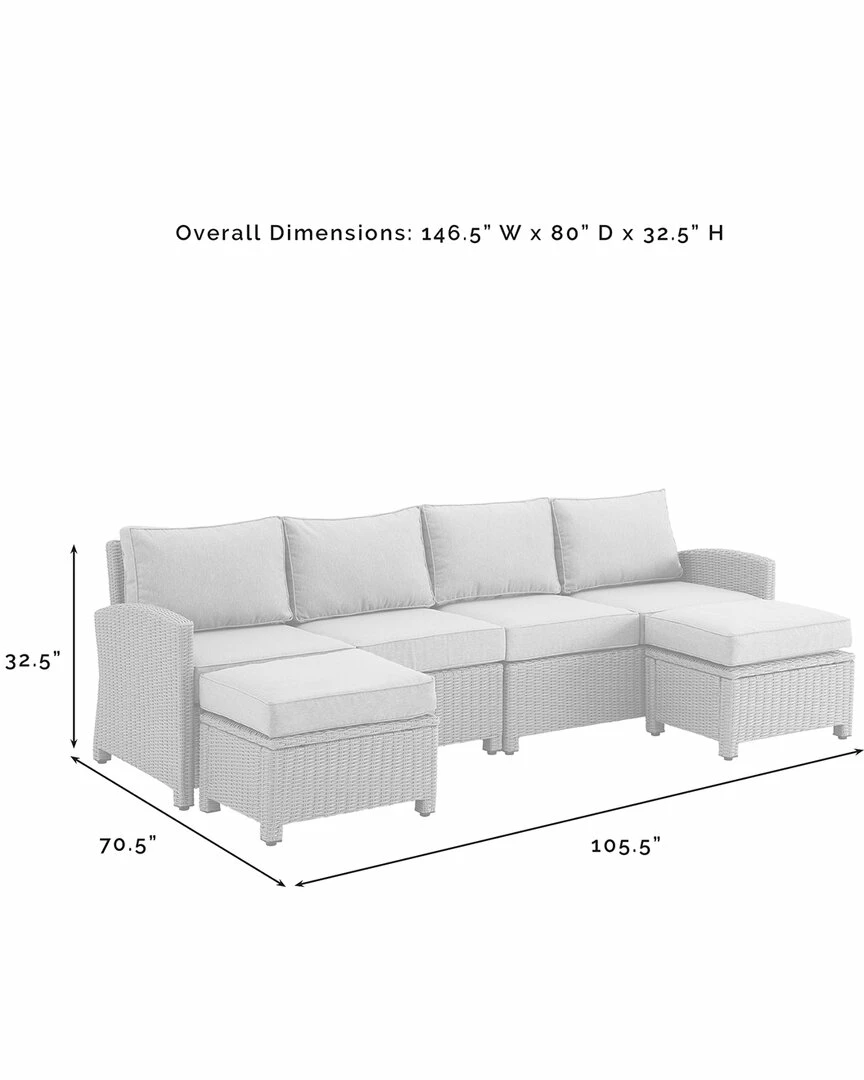 Crosley Bradenton 4Pc Outdoor Wicker Sectional Set Home Seating - Image 4