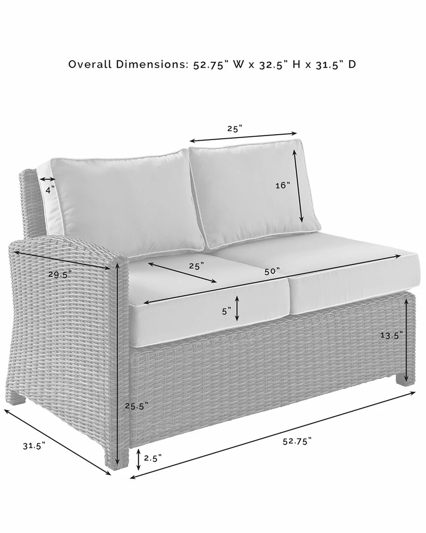Crosley Bradenton 4Pc Outdoor Wicker Sectional Set Home Seating - Image 5