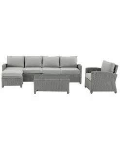 Crosley Bradenton 5Pc Outdoor Wicker Sectional Set Home Seating