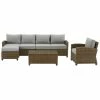 Crosley Bradenton 5Pc Outdoor Wicker Sectional Set Home Seating
