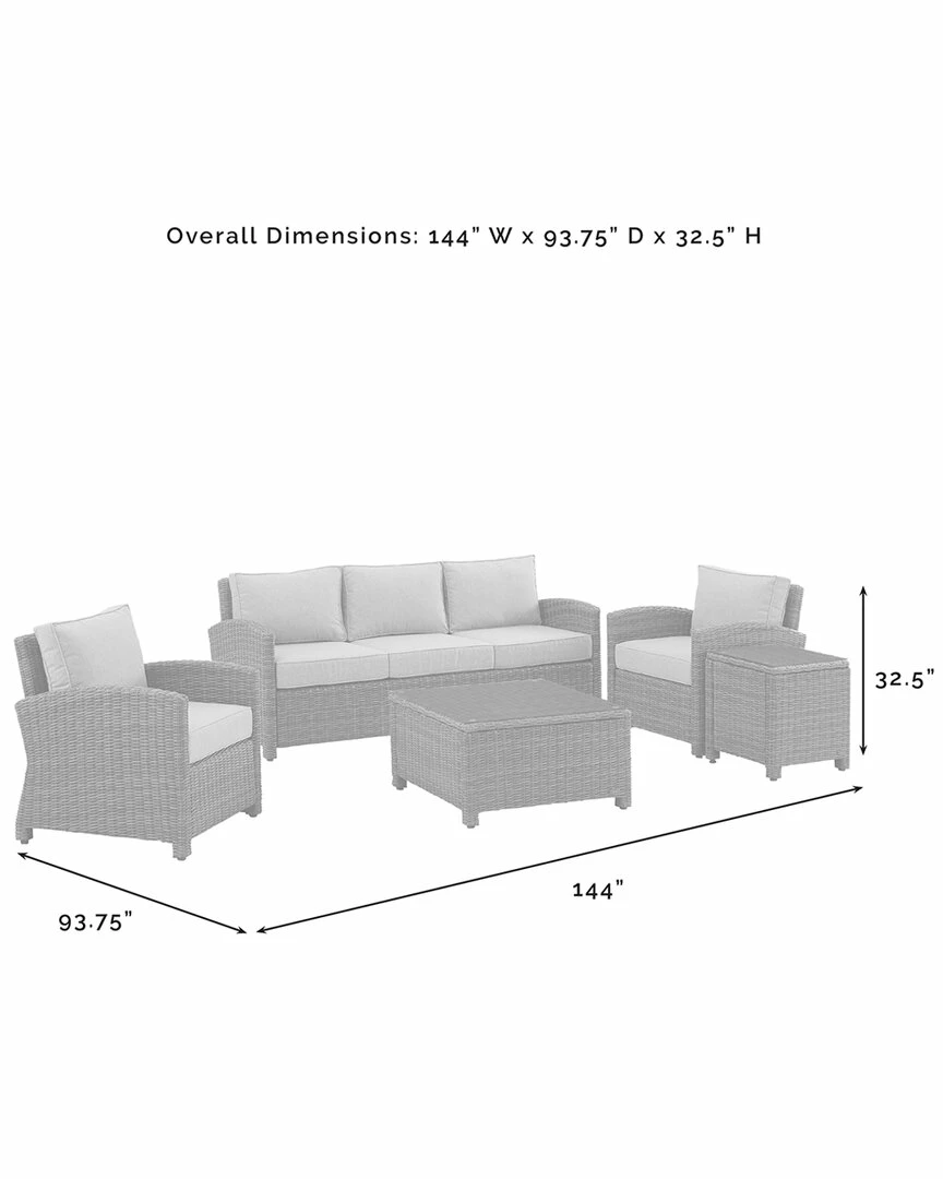 Crosley Bradenton 5Pc Outdoor Wicker Sofa Set Home Seating - Image 4