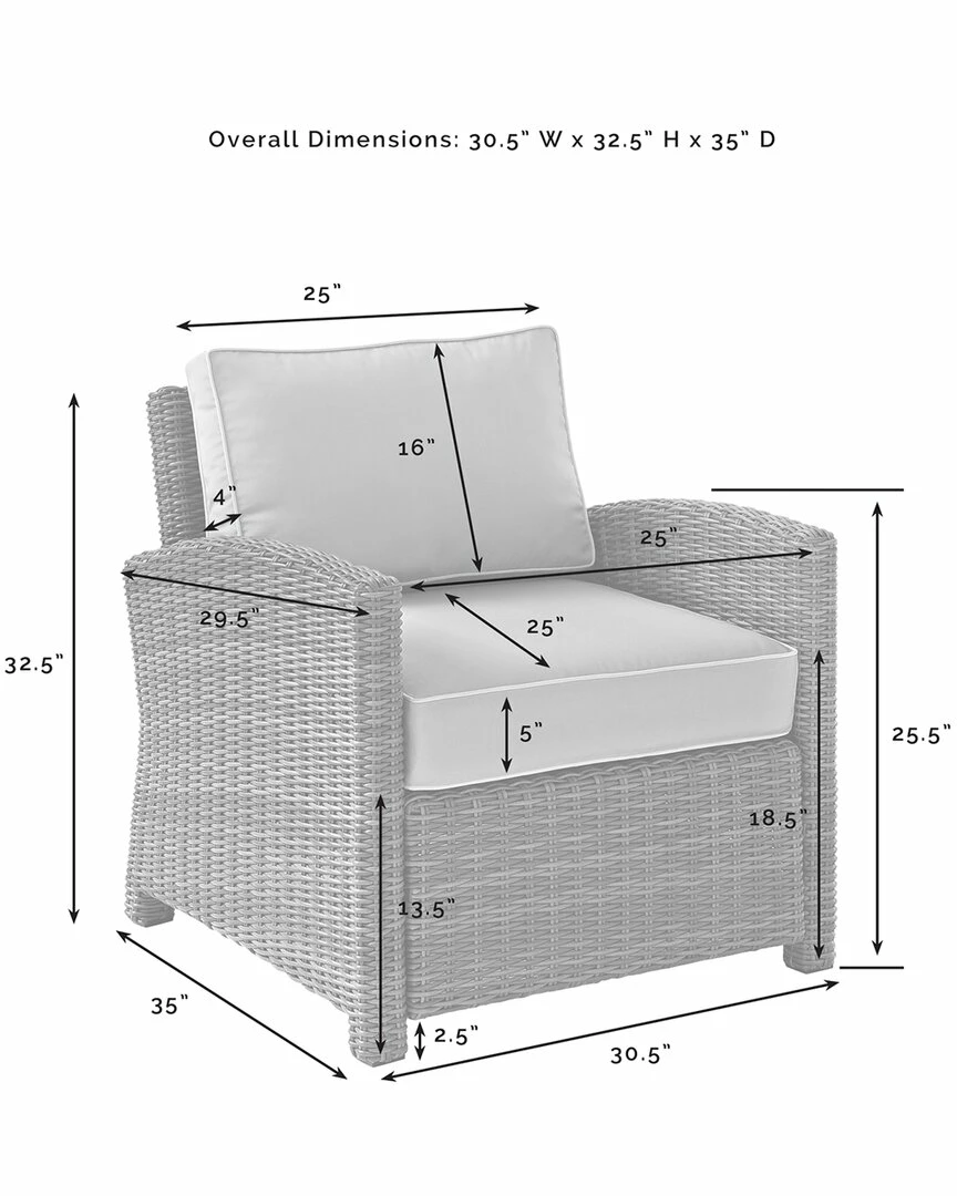 Crosley Bradenton 5Pc Outdoor Wicker Sofa Set Home Seating - Image 6