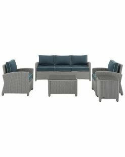Crosley Bradenton 5Pc Outdoor Wicker Sofa Set Home Seating