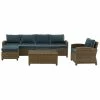 Crosley Bradenton 5Pc Outdoor Wicker Sectional Set Home Seating