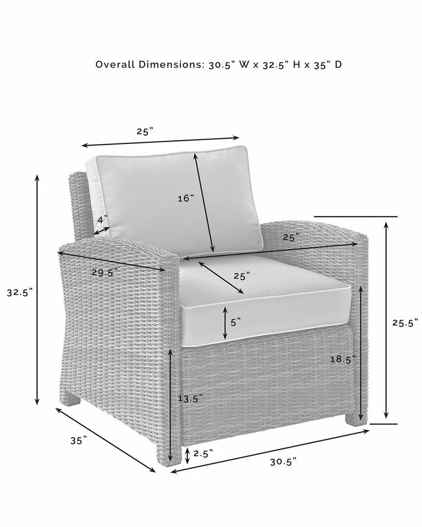 Crosley Bradenton 5Pc Outdoor Wicker Sectional Set Home Seating - Image 5