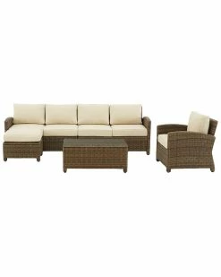 Crosley Bradenton 5Pc Outdoor Wicker Sectional Set Home Seating