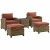 Crosley Bradenton 5Pc Outdoor Wicker Chair Set Home Seating