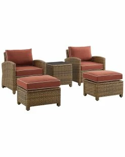 Crosley Bradenton 5Pc Outdoor Wicker Chair Set Home Seating