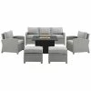 Crosley Bradenton 6Pc Outdoor Wicker Sofa Set W/Fire Table Home Seating