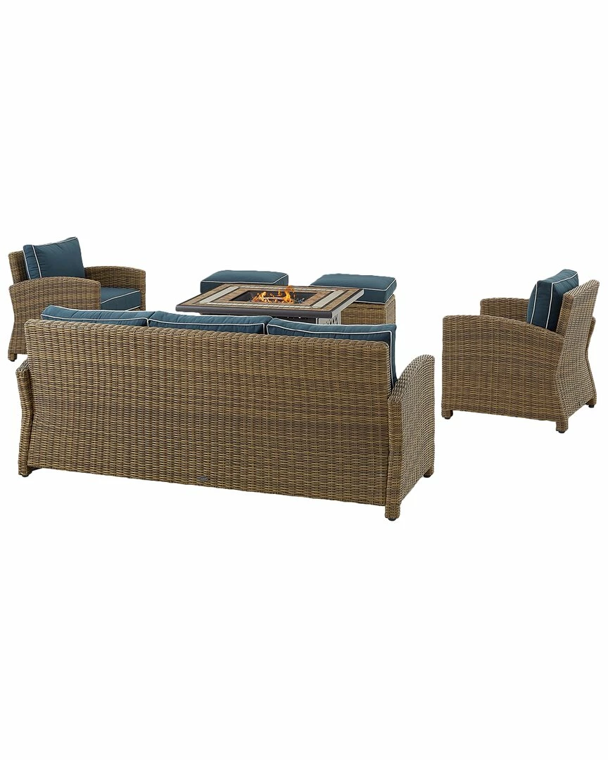 Crosley Bradenton 6Pc Outdoor Wicker Sofa Set W/Fire Table Home Seating - Image 3