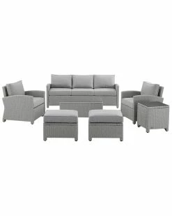 Crosley Bradenton 7Pc Outdoor Wicker Sofa Set Home Seating
