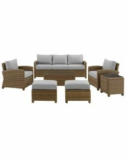 Crosley Bradenton 7Pc Outdoor Wicker Sofa Set Home Seating